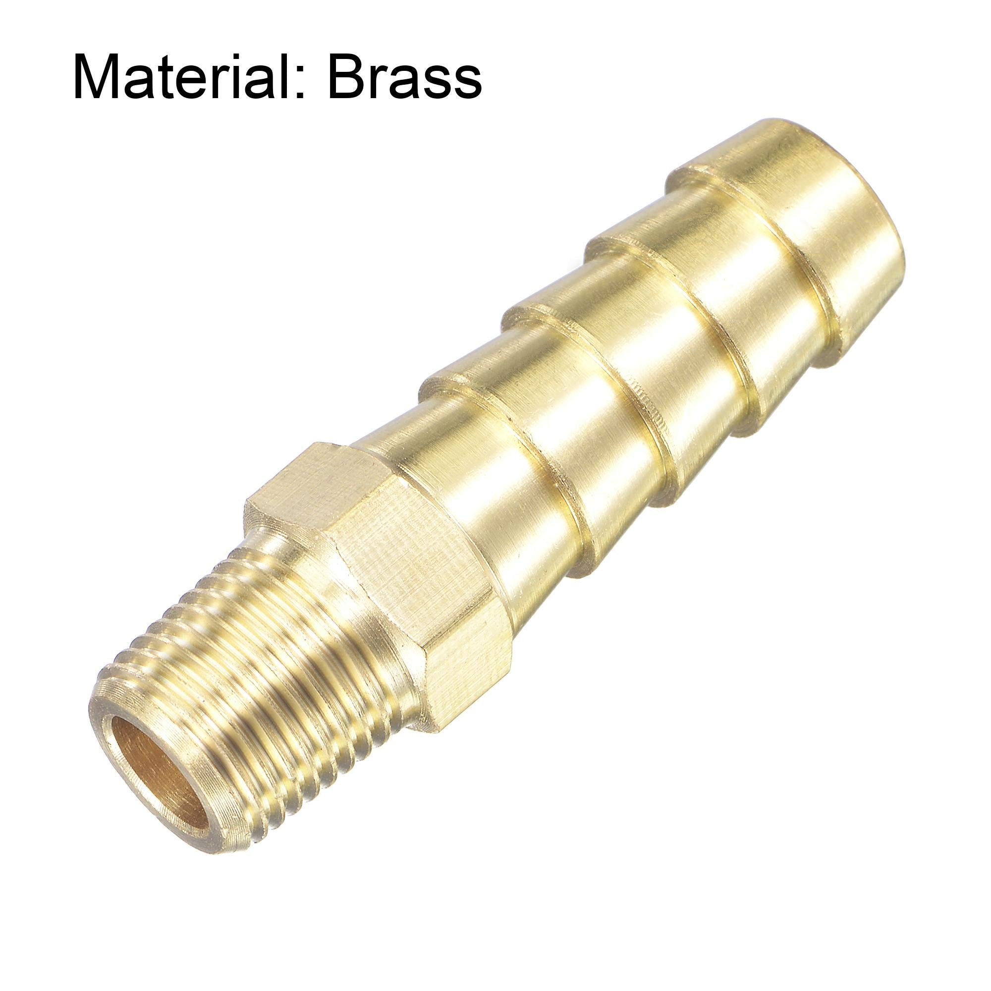 sourcing map Brass Hose Barb Fitting Straight 3/8 Inch x NPT 1/8 Male Thread Pipe Connector for Water Air Fuel Tube