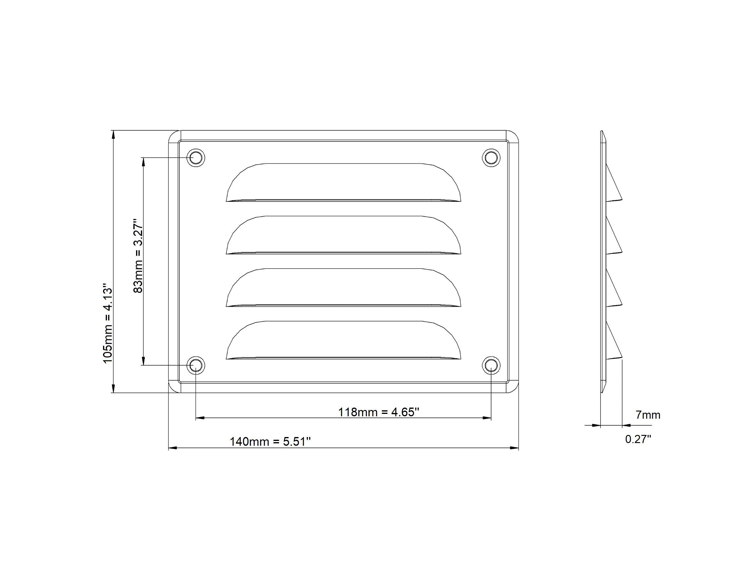 Metal Air Vent Grille Cover with Insect Mesh - Ventilation Cover (140x105mm / 5.5x4'', Copper)