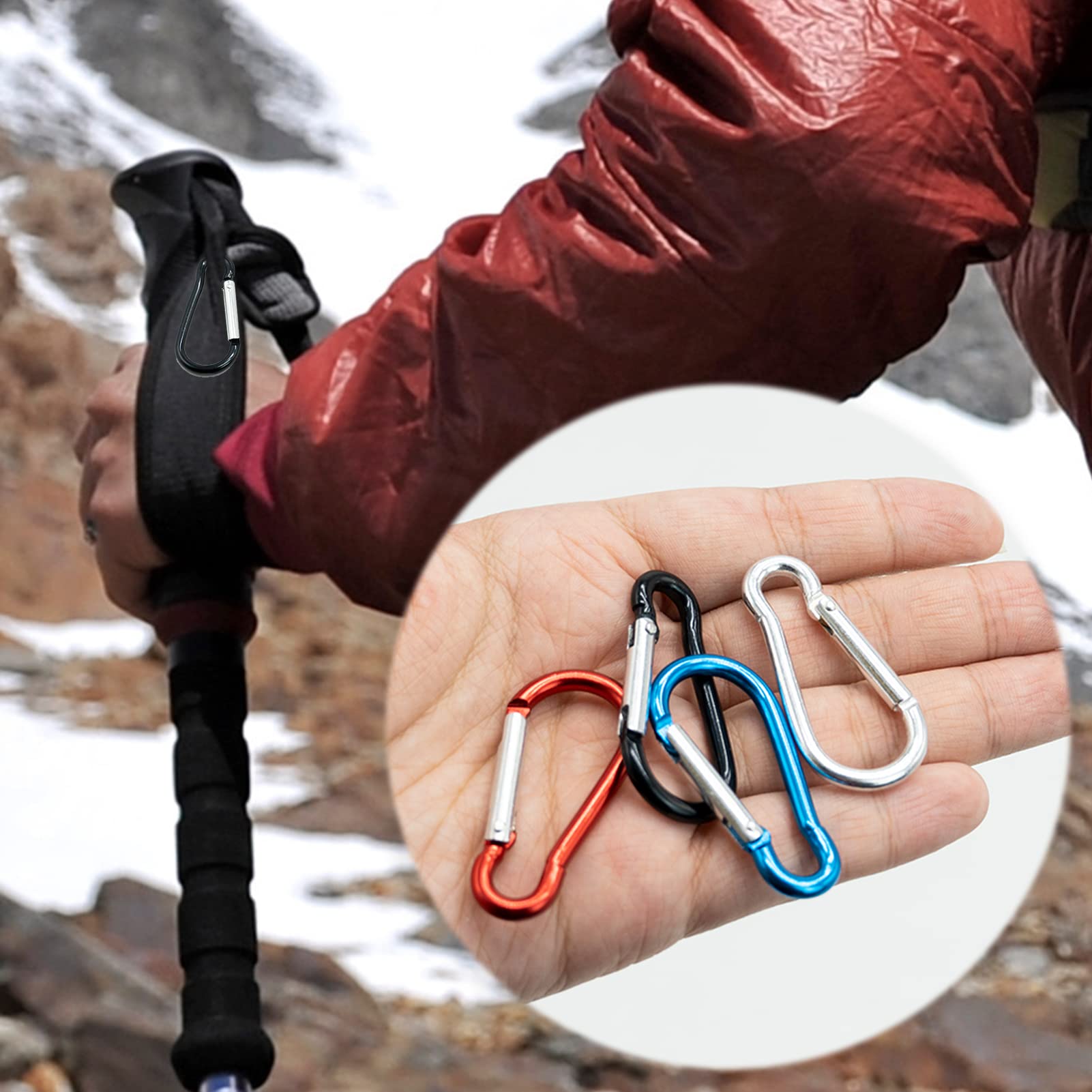 SZXMDKH 10 Pcs Carabiner Clip, 46mm/1.6inch Multicolor Locking Key Chain Clips for Camping Traveling Hiking Keychains Keyring Outdoor