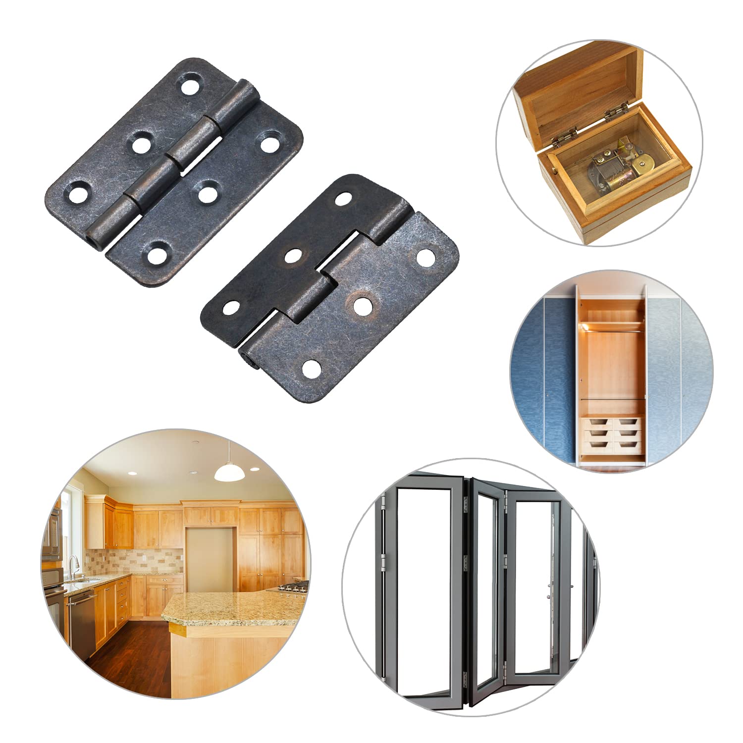 JJWNMLL 6 pcs Retro Door Hinges 2 inch Folding Butt Hinges Thickened Timber Door Hinge 51 * 36mm with Screws for Home Furniture Hardware Cabinet Closet Door Drawer Wood Box (Red Bronze)