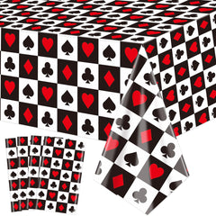 XJLANTTE 4Pcs Casino Tablecloths, Poker Table Cover, Rectangular Casino Theme Table Cloth for Picnic Birthday Playing Card Casino Party Decorations, 130 x 220cm