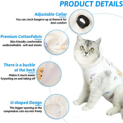 WLLHYF Cat Surgery Recovery Suit Breathable Kitten Onesie Full Bodysuit Clothes Post Neuter Surgery Spay Cone Anti Licking Abdominal Wound Protector for Small Male Female Pets (Small)