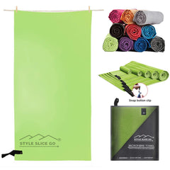 Style Slice Microfibre Towel Quick dry Lightweight Absorbent Travel Towel Sports Beach Gym Swimming Camping Hiking Drying Pets Small Medium Large X-Large XXL 200 by 100cm (Green SMALL 60cm x 30cm)