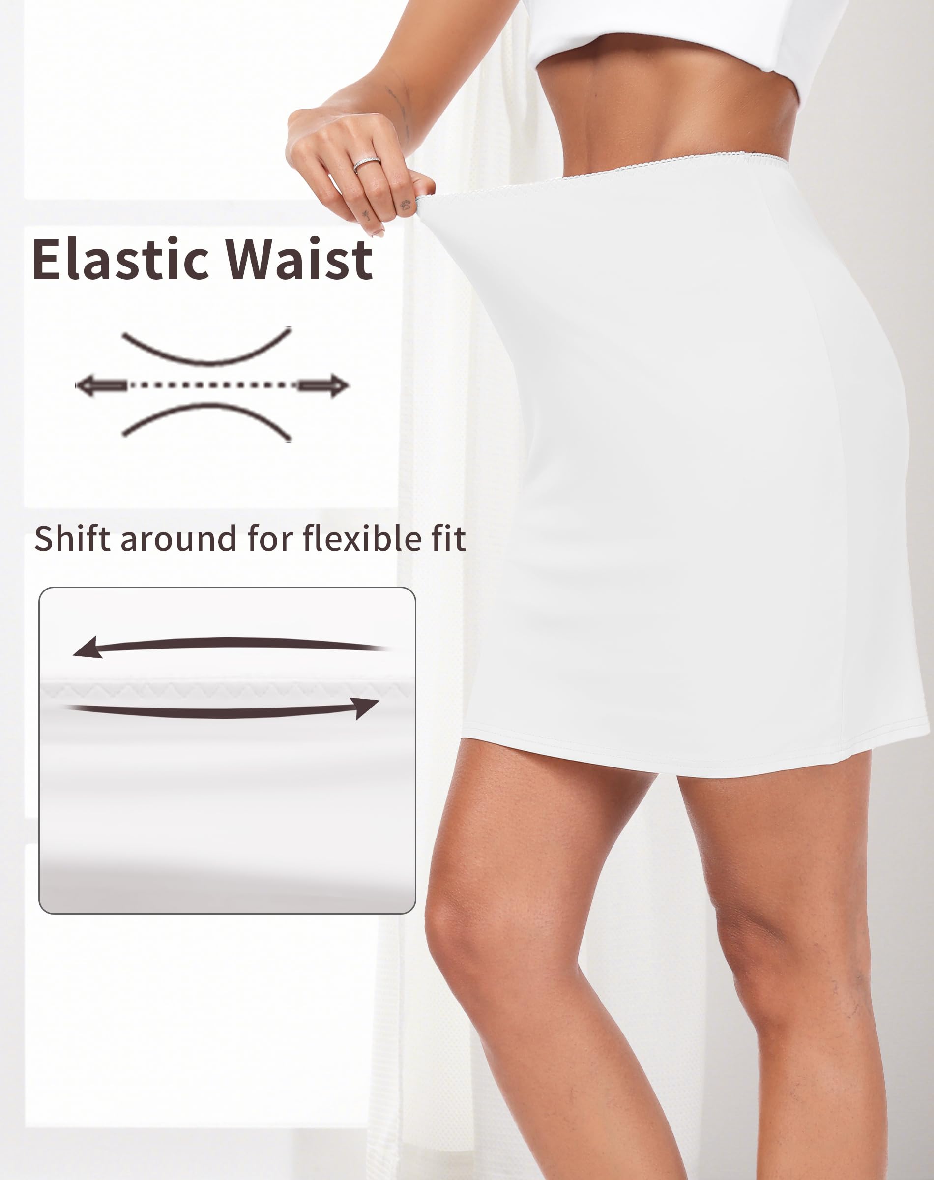 Sopesil Women's Half Slips Anti-Slips Petticoat Waist Slip Short Underskirt Ladies Underdress White,6-8