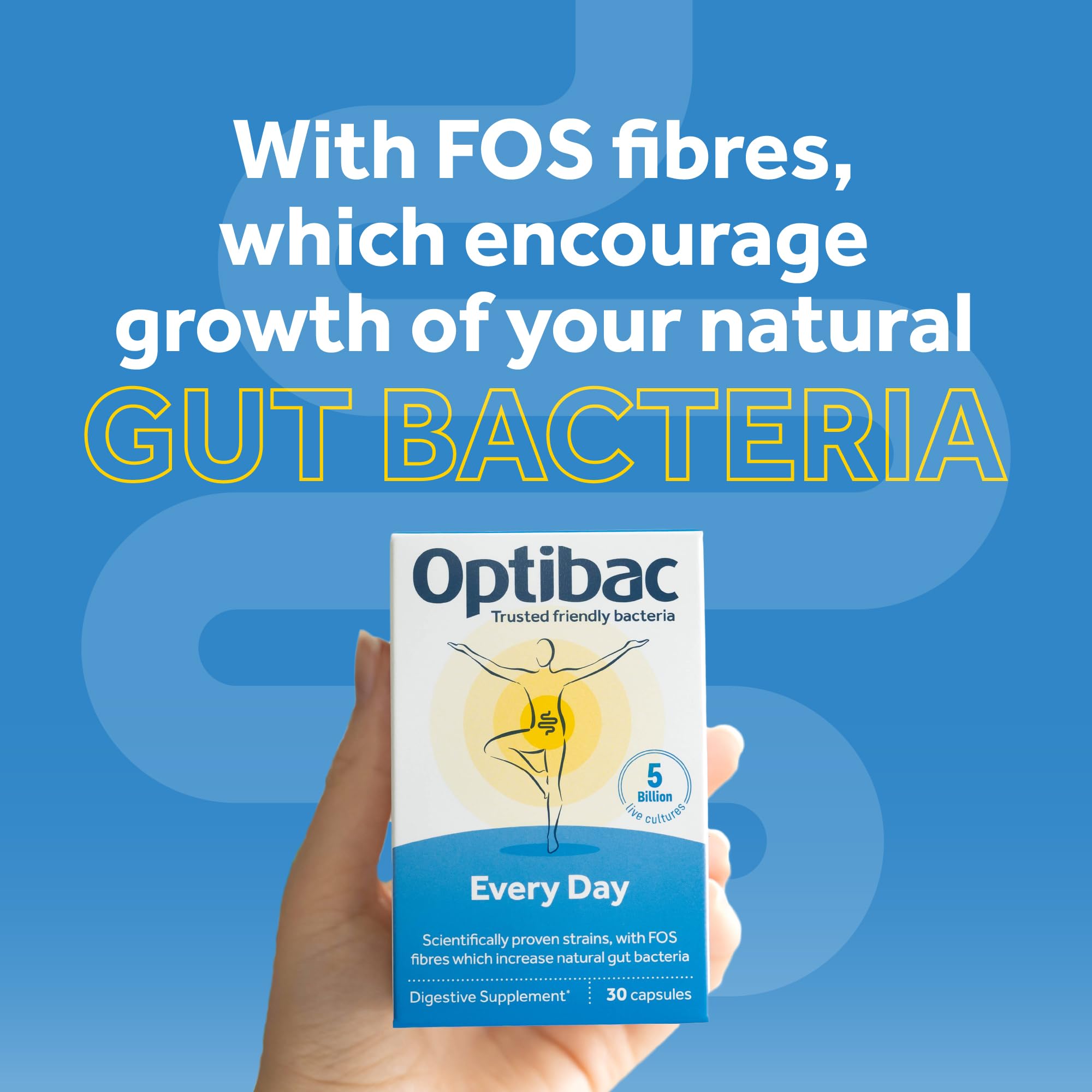 Optibac Probiotics Every Day - Digestive Probiotic Supplement with 5 Billion Bacterial Cultures & FOS Fibres - 90 Capsules