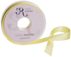 SR SUPER RIBBONS®™- Full Reel 6mm Double Faced Satin Ribbon, 20 Metres on Reel - Yellow