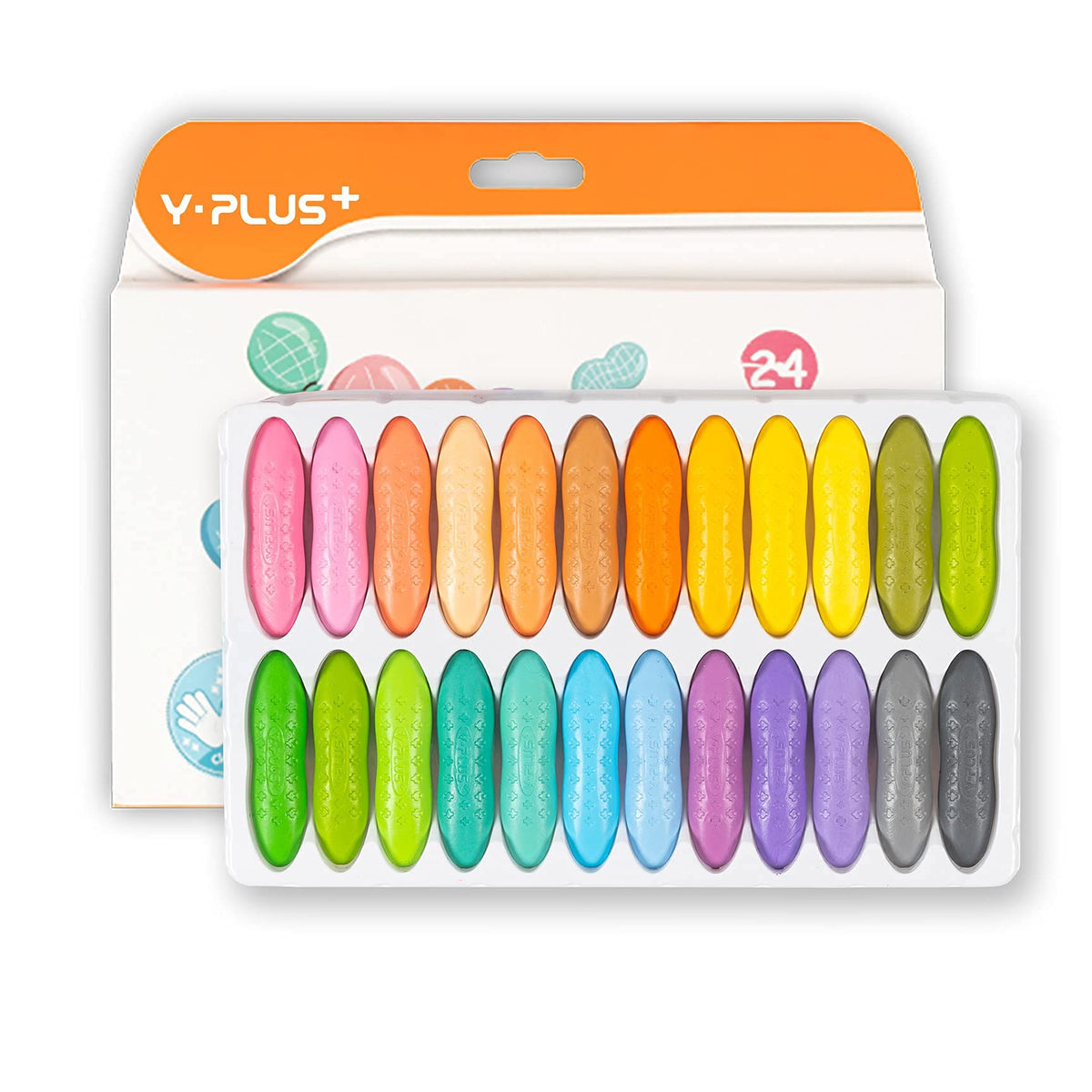 YPLUS Peanut Crayons for Toddlers, Macaron 24 Colors Non-Toxic Crayons for Kids Ages 2-4, Easy to Hold Washable Toddler Crayons, Coloring Art Supplies Toys