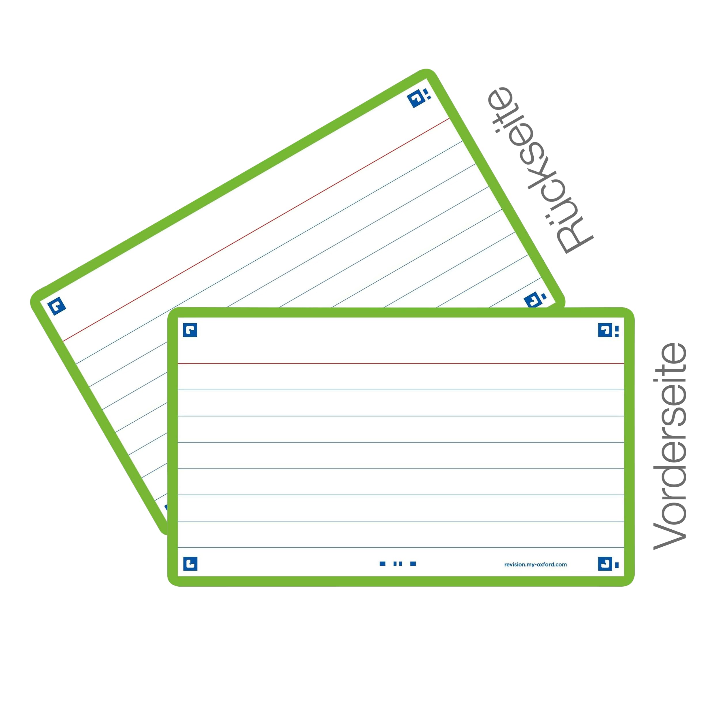 Flash Cards by Oxford, Ruled with Green Frame, Pack of 80 Cards, 7.5x12.5cm Size, 400133884