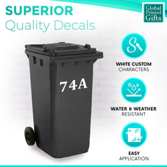 GPG White Bin Numbers - 6, Large (150mm) x3 - Waterproof & Durable Self Adhesive Vinyl for Long Lasting Wheelie Bins & Recycling Boxes - Premium Decal Stickers