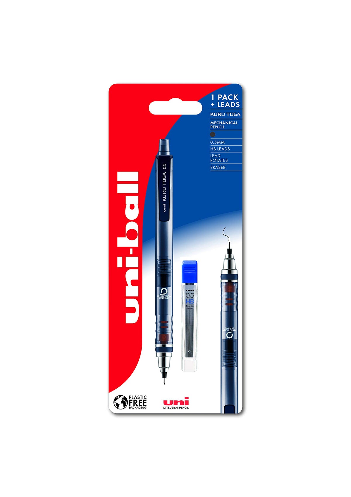 Uni-Ball Kuru Toga M5-450T Self-Sharpening Mechanical Pencil. Premium Propelling Ultra Strong Diamond Infused Leads for Technical Drawing, Writing, Arts and Crafts & 12 Lead Refills. Fine 0.5mm