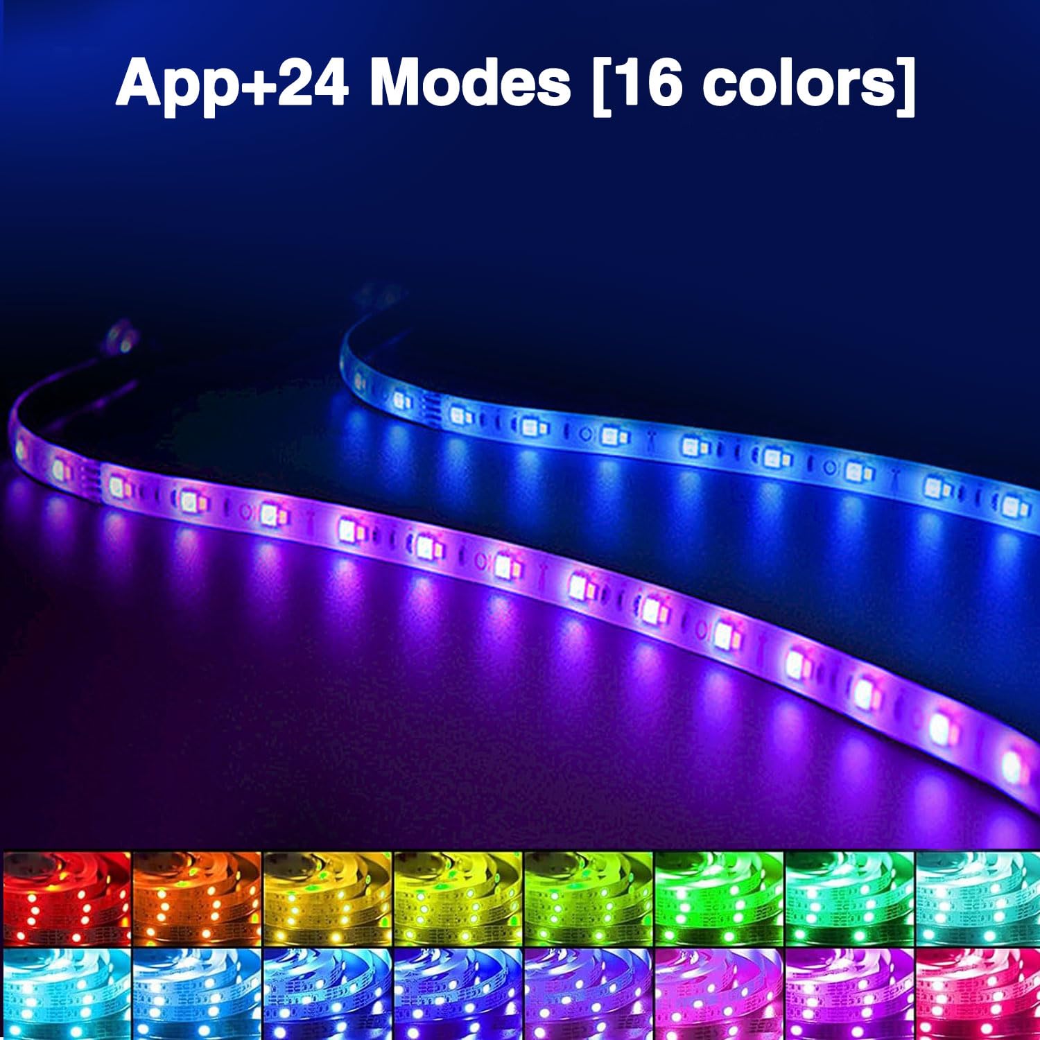 FOLAI 2M Led Strip Lights RGB Music Sync Color Changing, Led Lights with Smart App Control Remote, Led Lights for Bedroom Lighting Flexible Home Decoration