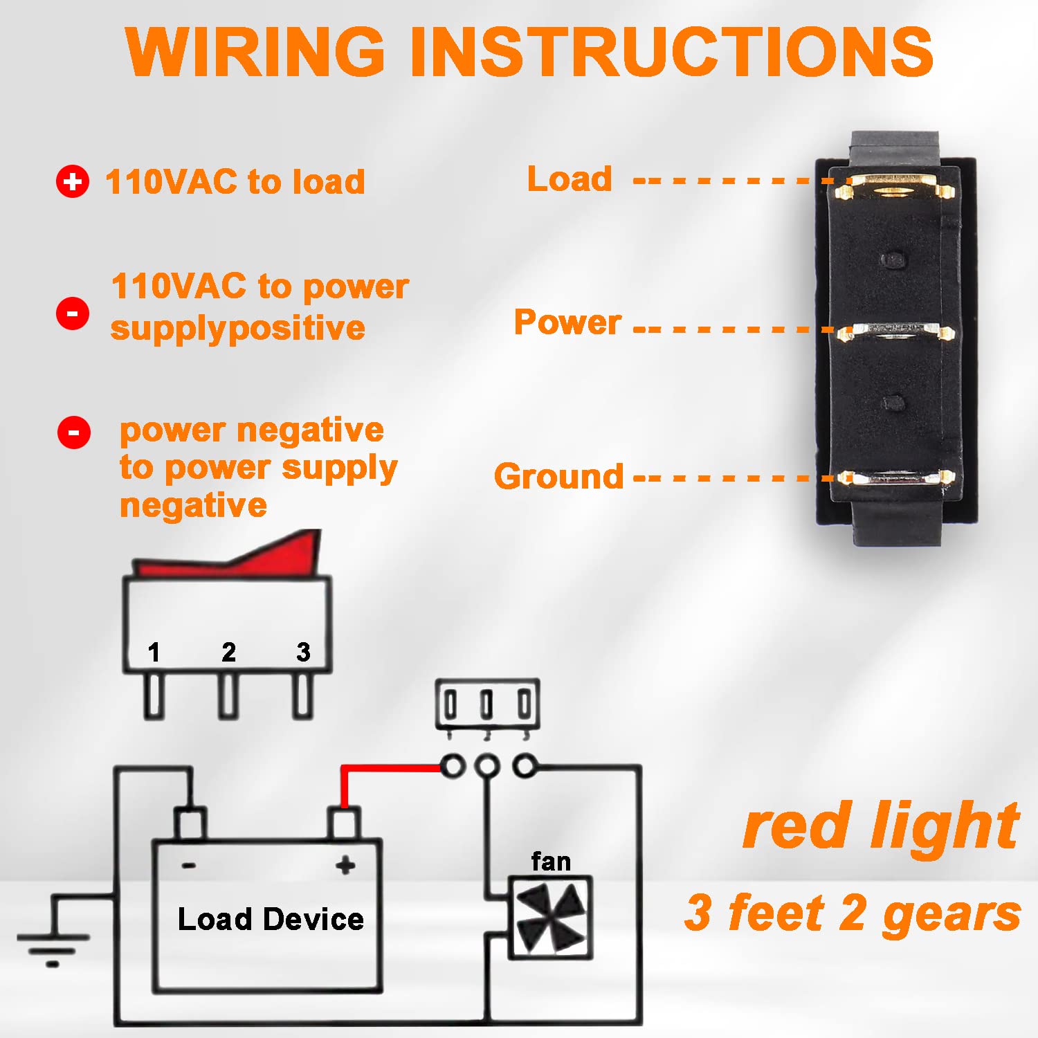 HUAREW 5Pcs Rocker Switch Red Light Illuminated, ON/Off SPST 3 Pin 3 Position Boat Rocker Toggle Switch Snap AC 250V/15A 125V/20A KCD3-101