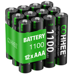 BATZONE 8 x AAA Rechargeable Batteries, Ni-MH 1100mAh High Capacity AAA Battery, 1200 Tech Ni-MH Batteries, Low Self-discharge 1.2V AAA, with 2 x Battery Protection Box