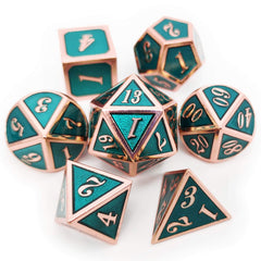 Haxtec Metal Dice Set D&D Polyhedral DND Dice for Dungeons and Dragons RPG Table Games-DND Dice Copper Teal