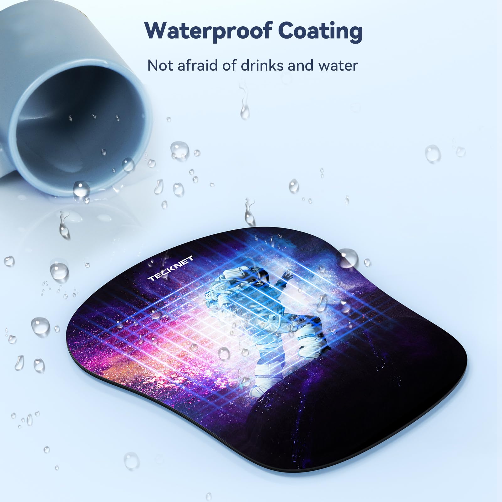 TECKNET Mouse Mat with Memory Foam Rest -Non-slip Rubber base- Special-Textured Water-Resistant Surface