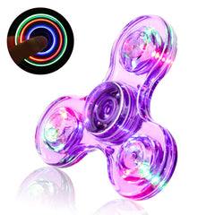 SCIONE Crystal LED Light Fidget Spinner for Kids,LED Light up Fidget Spinner for Toddlers,Glow in The Dark Party Supplies Stress Relief Gifts for Children Adults（Crystal-Purple）