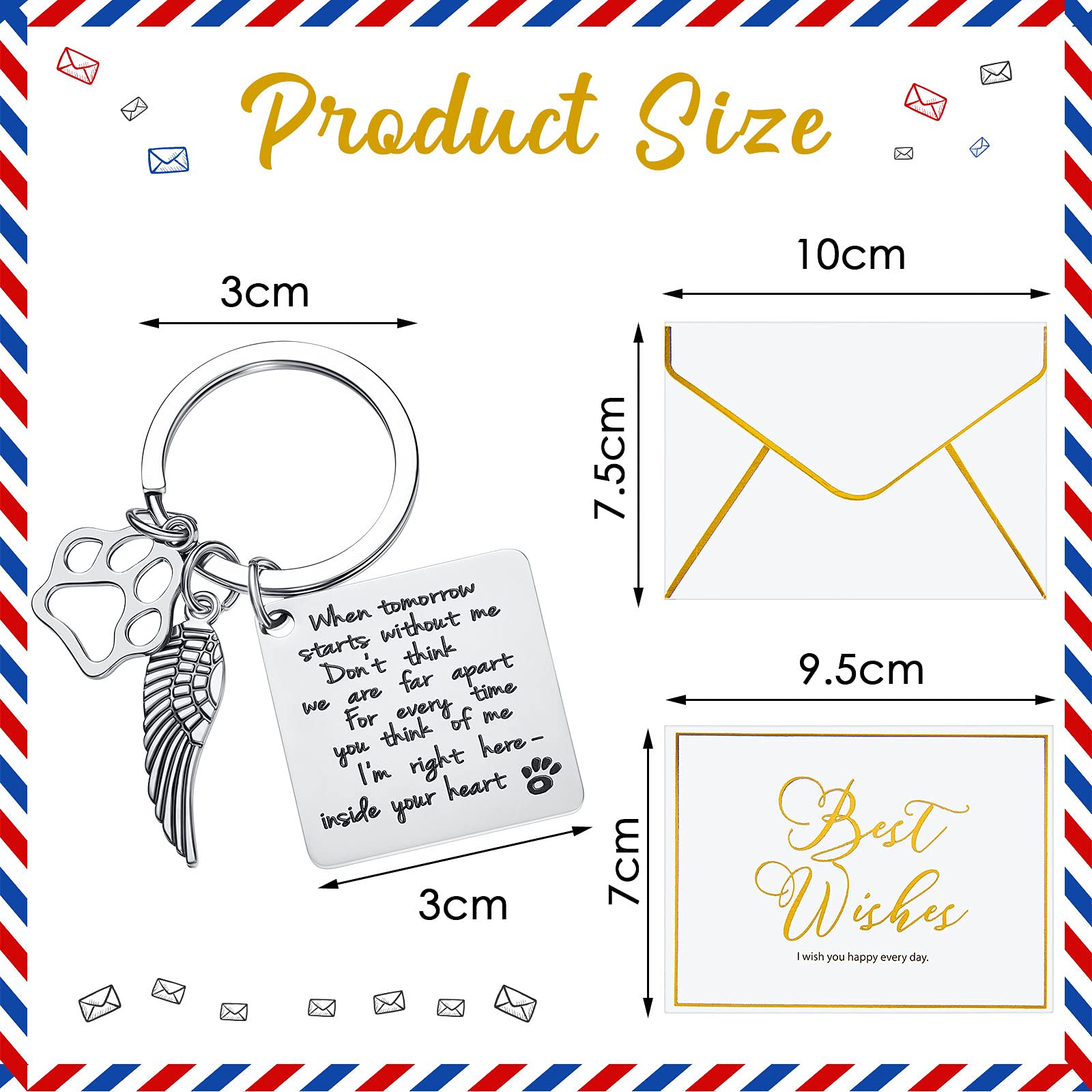 Batiyeer Dog Memorial Gifts Dog Remembrance Keychain Loss of Pet Paw Prints Memorial Dog Keyring with Paper Card Envelope Keychain Jewelry Sympathy Gift for Loss Dog Pet Cat Keepsake Decor