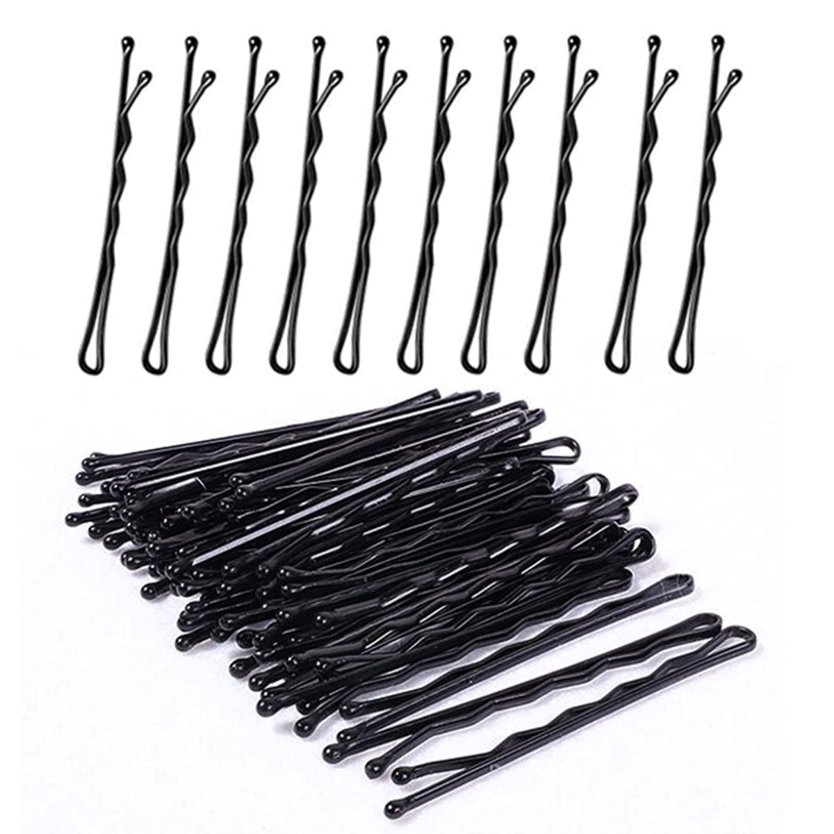 Airtailors Bobby Pins [60 Pieces], 5.5 cm Long Hair Grips, Hair Clips for All Type of Hairs, Kirby Grips for Women Hair Styling Pins, Bulk Hair Accessories Wave Hairgrip (Black)