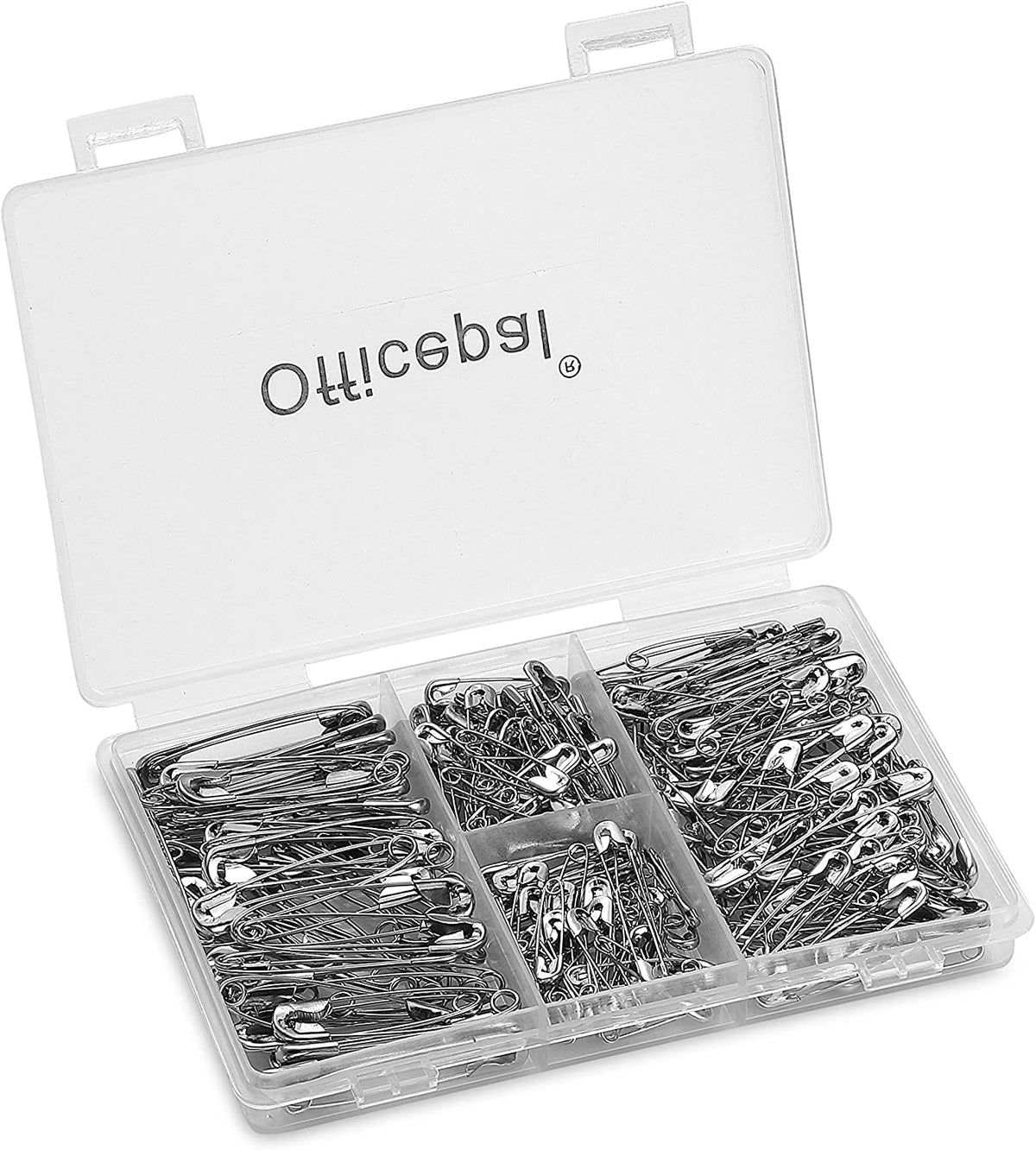 Officepal Premium Quality 4-Size Pack of Safety Pins- Top 250-Count – Durable, Rust-Resistant Nickel Plated Steel Set- Best Sewing Accessories Kit for Baby Clothing, Crafts, Arts (4-Size S)