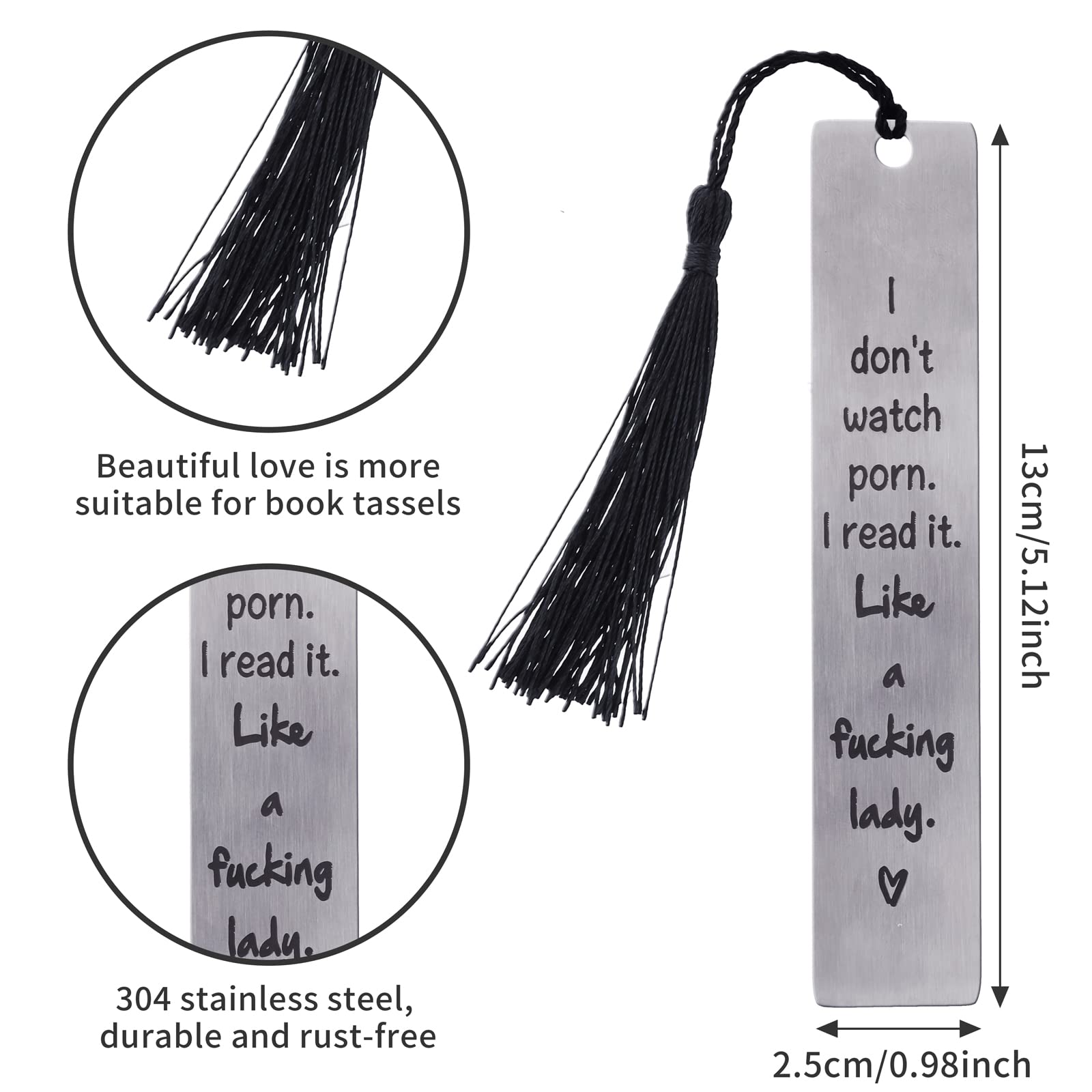 Ouligay Funny Bookmarks for Book Lovers Metal Bookmark Gift for Women Teacher Librarian Reader Bookworms Book Marker with Tassels for Friend Birthday Christmas Graduation Book Club Gifts