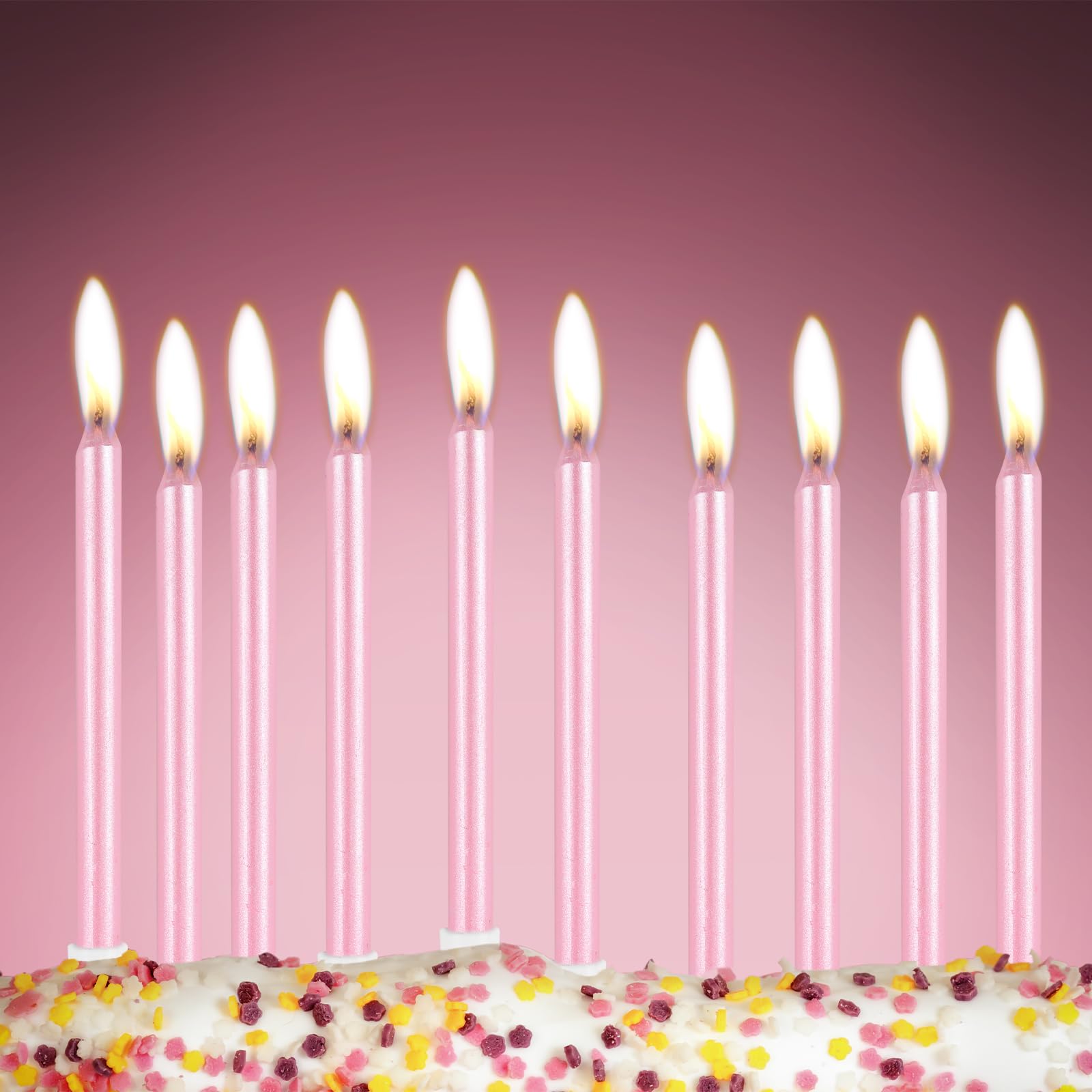 Happy 3rd Birthday Candles, Pink Long Stick Birthday Candles, Number 3 Candle, Birthday Candles for Cake, Candles Cake Cupcake Toppers for Girl Baby Birthday Party 3rd Wedding Anniversary Decorations