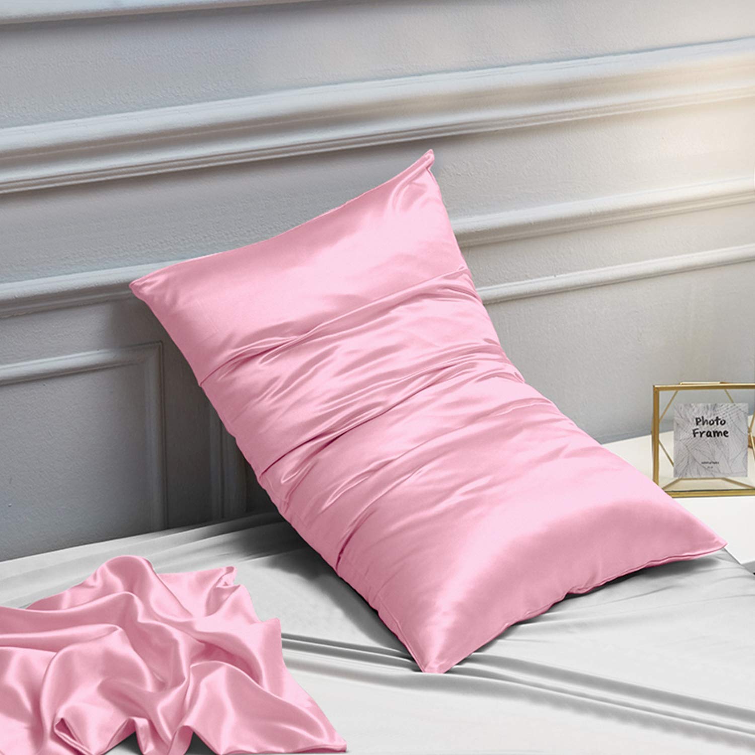 NTBAY Silk Satin Pillowcases - Satin Pillowcase for Hair and Skin, Pillow Cases 2 Pack with Envelope Closure, 50x90 cm, Pink