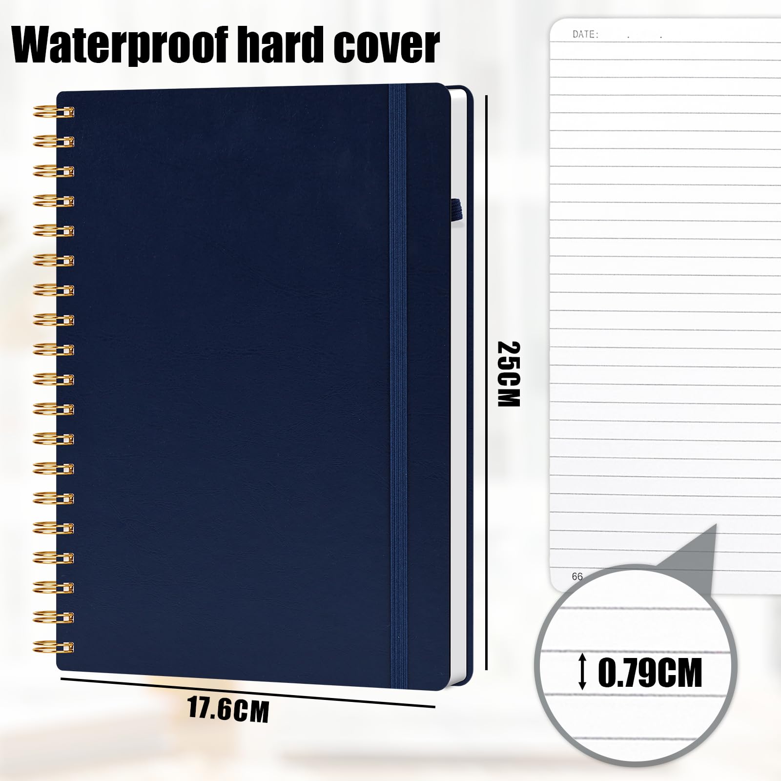 Koogel B5 Spiral Journal Notebook, Hardcover Notebook 150 sheets/300 Pages with Lined Numbered Pages College Ruled Journal for Work School Women Men Blue