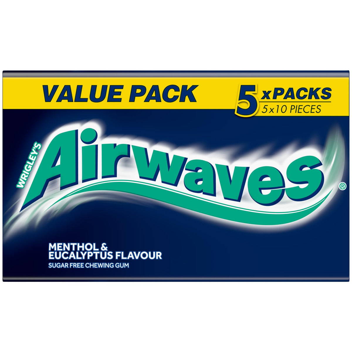 Airwaves Chewing Gum, Menthol & Eucalyptus, 5 x 10 Pieces