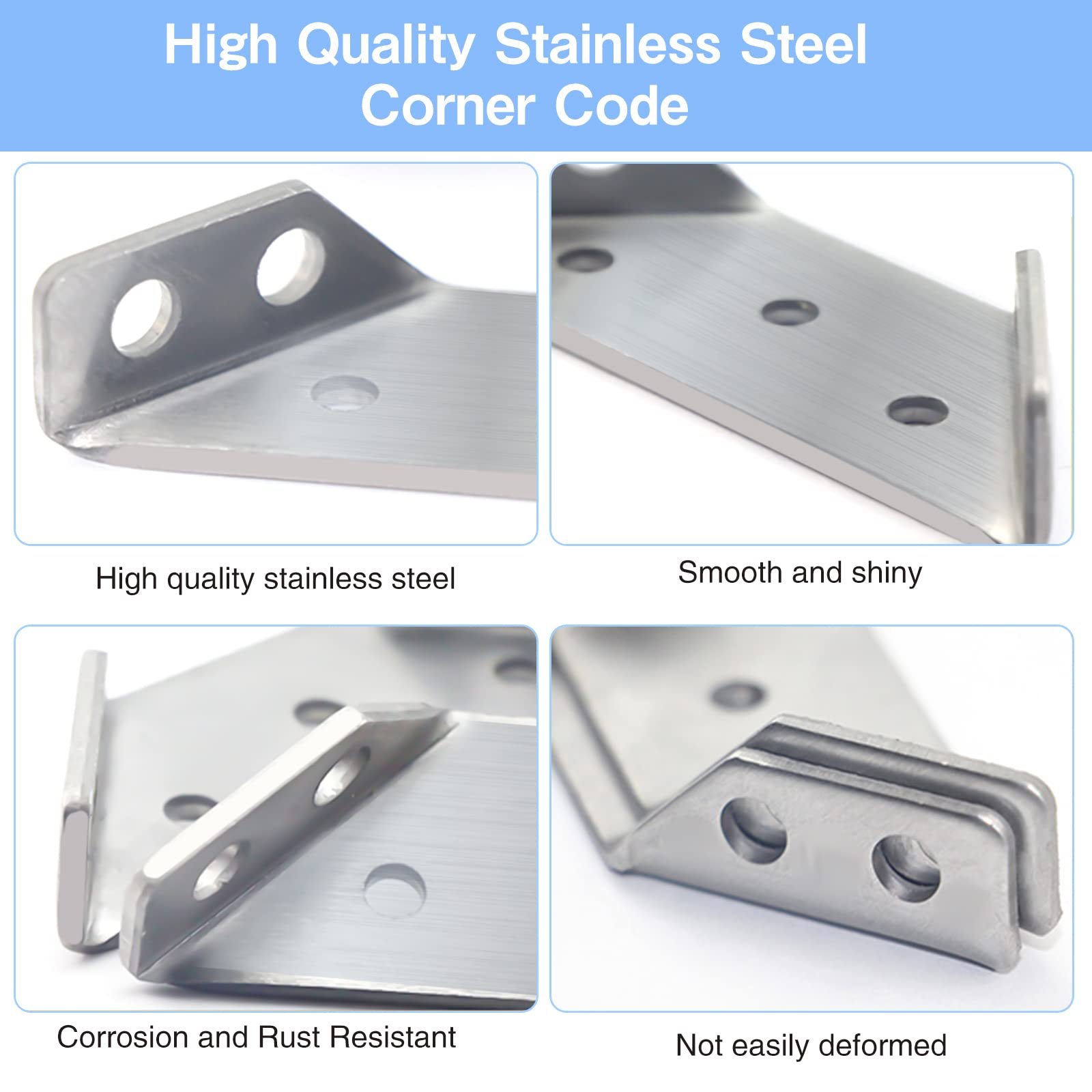 Universal Stainless Steel Furniture Corner Connector, 20pcs Furniture Triangle Support Frame Angle Brackets Shelves Brackets Furniture Fastener Joint Corner Connectors for Cupboard Cabinet Chair