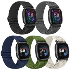 Tiptops 5 Pack Straps Compatible for Fitbit Versa 4/Fitbit Sense 2 Straps/Fitbit Versa 3/Fitbit Sense Bands Men Women, Adjustable Comfortable Loop Nylon Sports Replacement Stretchy Bands