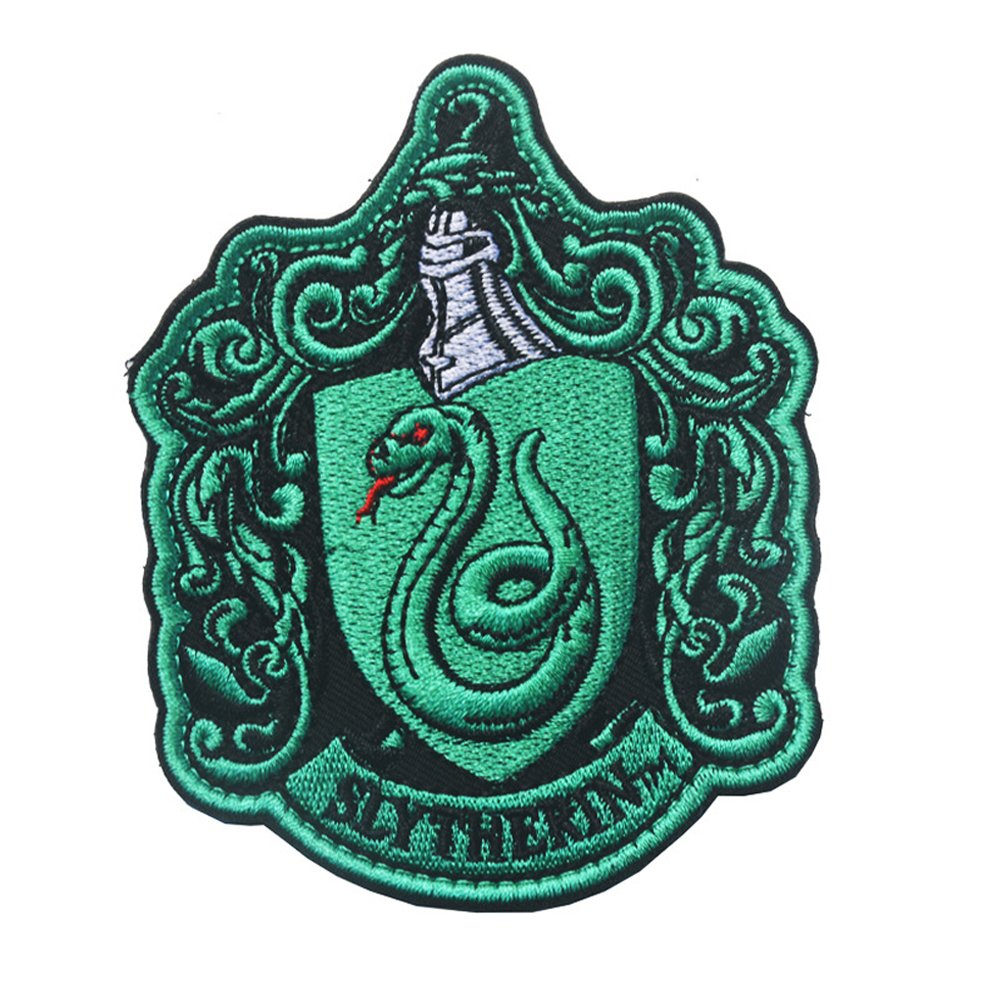 TOPPATCH House of Gryffindor Crest Slytherin Ravenclaw Huflepuff Hogwarts Embroidered Patch Emblem Applique with Hook and The Loop (Green)