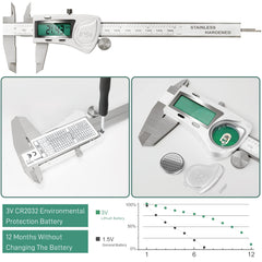 LOUISWARE Digital Caliper, IP54 Waterproof Stainless Steel Caliper Measuring Tool, Vernier Caliper with Huge LCD Screen, Auto - Off Feature, Inch and Millimeter Conversion (6 Inch /150 mm)