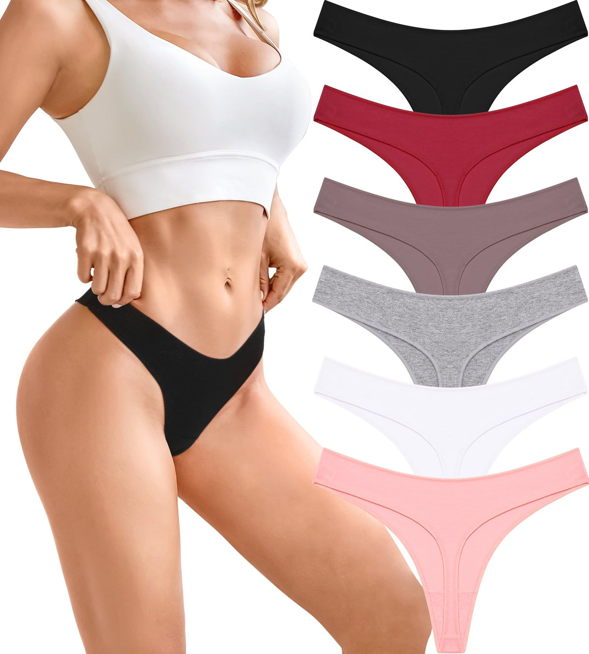 BeReady Cotton Thongs for Women Sexy Ladies Underwear Panties Hipster Bikini Breathable Knickers for Women Multipack 6