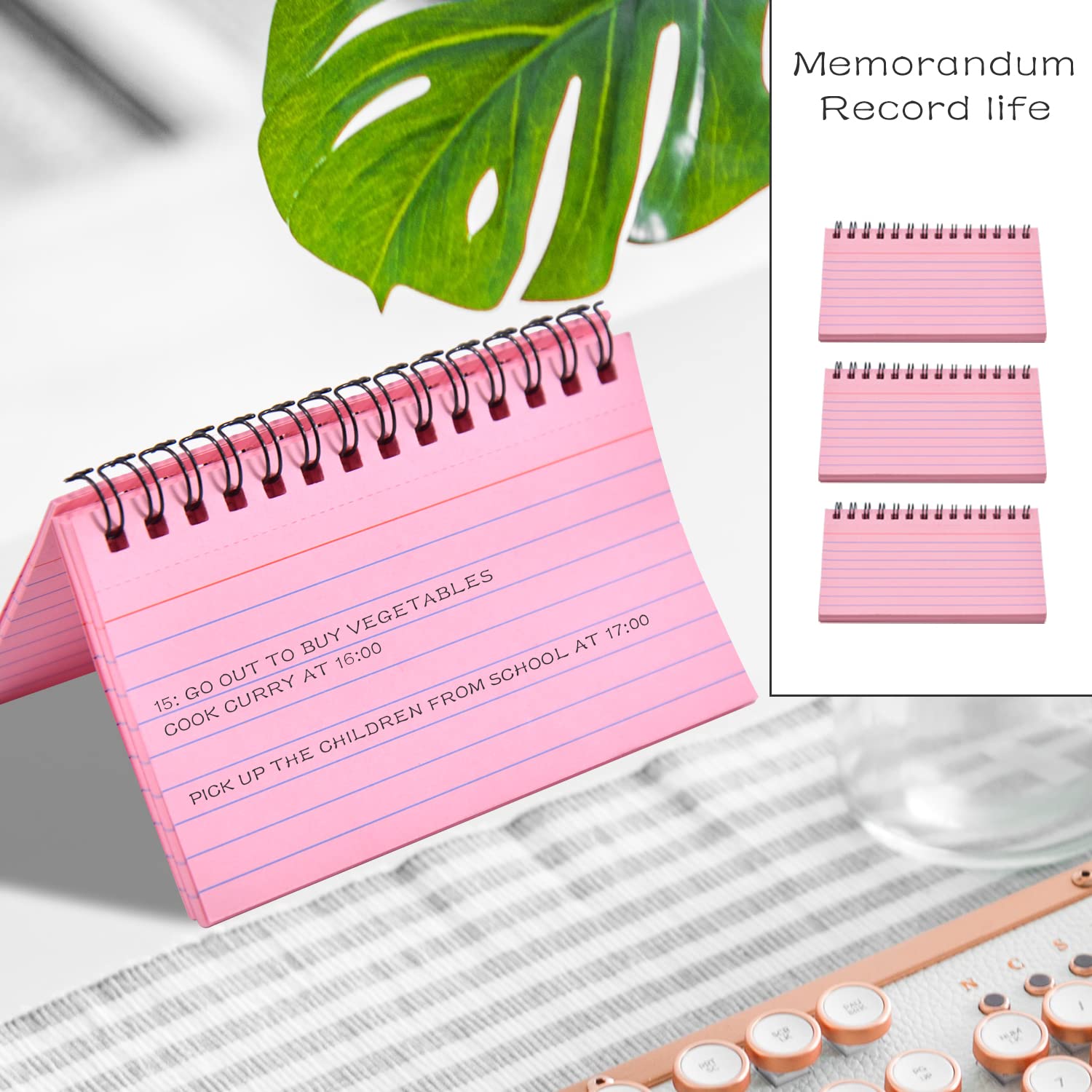 3 Pack Index Cards, 150 Sheets Flash Cards Lined Revision Cards Easy Flip Record Cards Cue Cards for Office Meeting, School Learning, Memory, Sticky Note (Pink)…