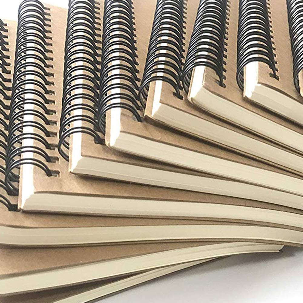 Spiral Notebook A5 Lined, 3 Pack Soft Cover Journal Kraft Cover Brown,100 Pages/ 50 Sheets Memo Notepads Planner Perfect for Travel School