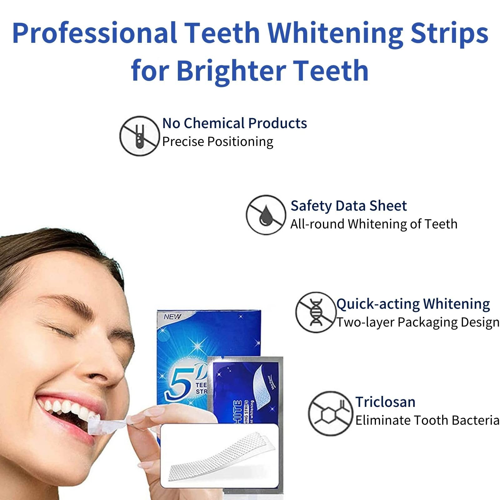 Teeth Whitening Strips, Whitening Strips, Tooth Whitening Kits, Safe for Enamel Whitening Strips Home Use, Non-Sensitive Teeth Whitening Strips for Removing Stain, Teeth Whitener 14 Packs 28 Pcs