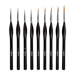 KINBOM 9 Pieces Fine Detail Paint Brush Miniature Painting Brushes Kit Mini Paints Brush Set for Acrylic, Watercolor, Oil, Face, Nail, Scale Model Painting, Line Drawing(Black)