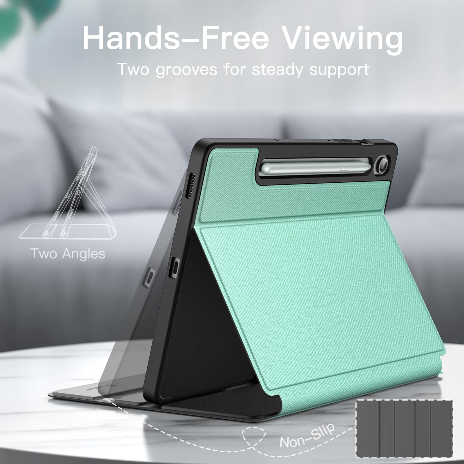 JETech Case for Samsung Galaxy Tab S9 FE 10.9-Inch with S Pen Holder, Slim Folio Stand Protective Tablet Cover, Multi-Angle Viewing (Green)