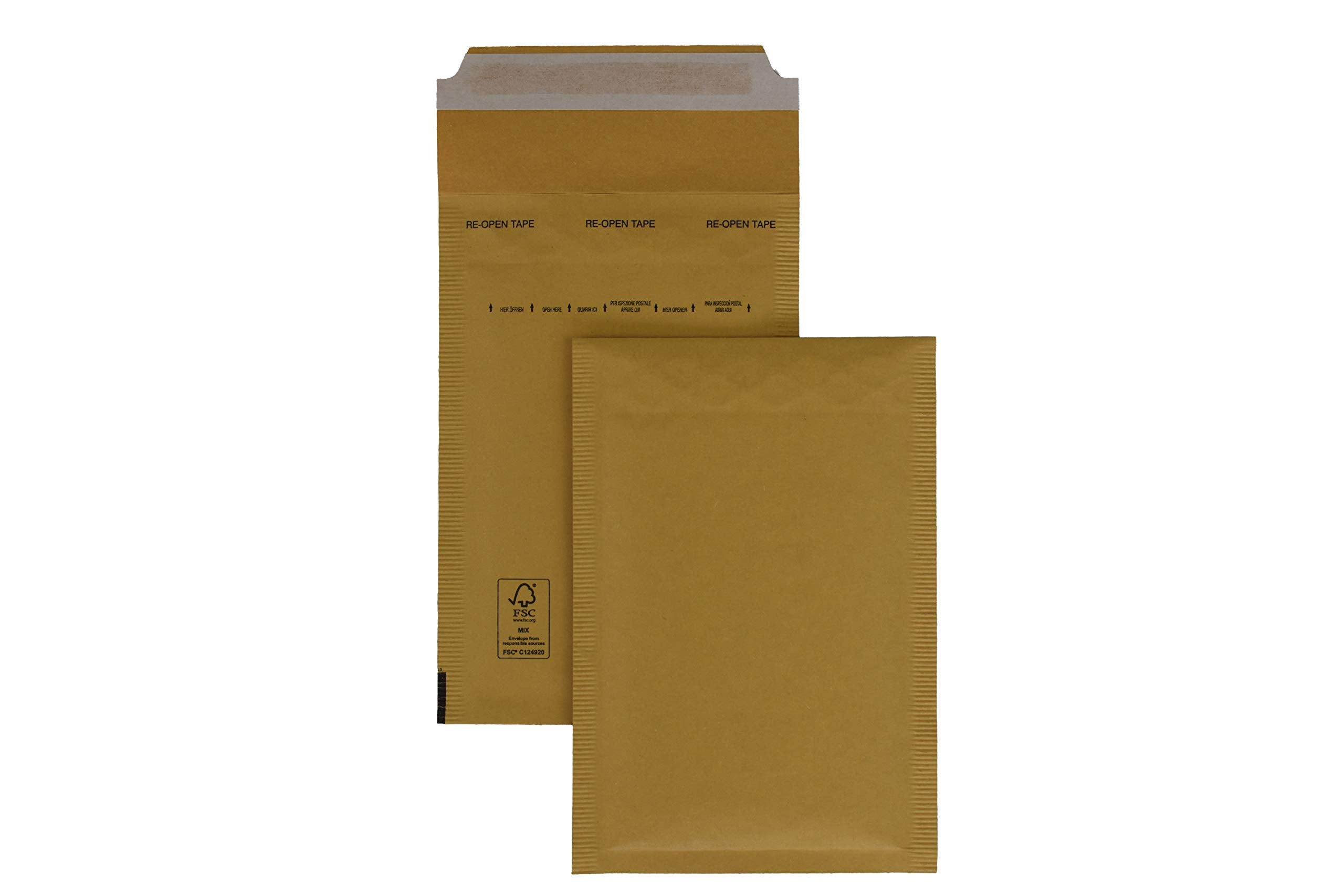 SmithPackaging Bubble Padded Envelopes, Gold, 100mm x 165mm, Pack of 5