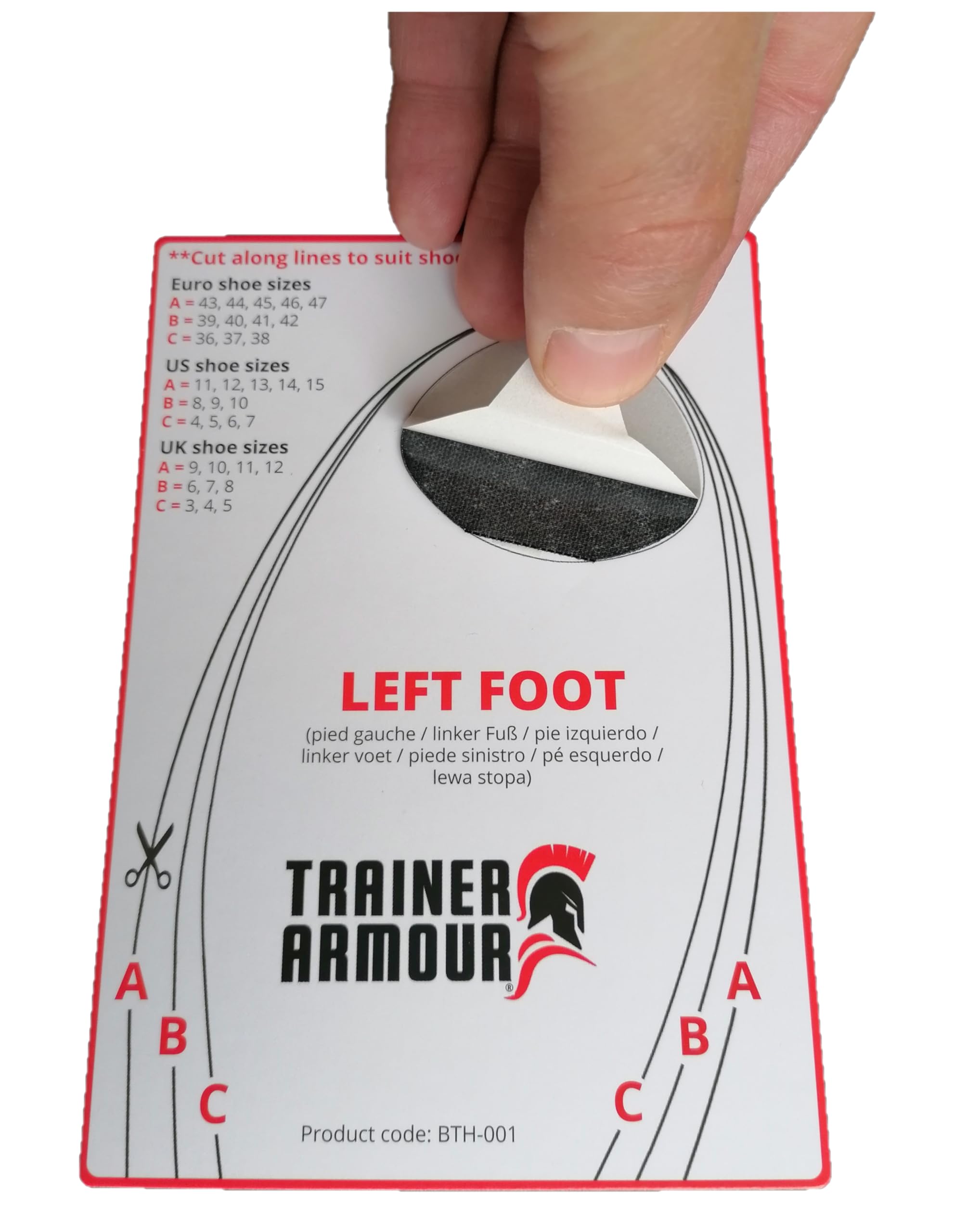 Left Foot Only Big Toe Hole Preventer for Running Shoes and Fabric Footwear. Black self-Adhesive Patches with a Clever applicator. Strong and unnoticeable When Fitted. Also for Footwear Repair