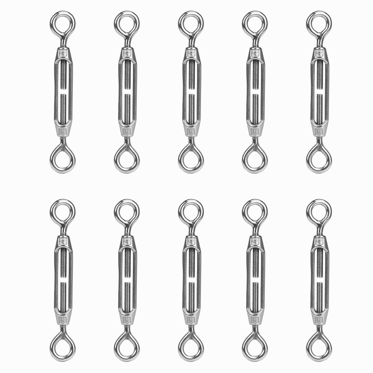 HSEAMALL 10 PCS M4 Turnbuckle Eye and Eye,304 Stainless Steel Turnbuckles Strainer Wire Tensioner Rope Cable Tension