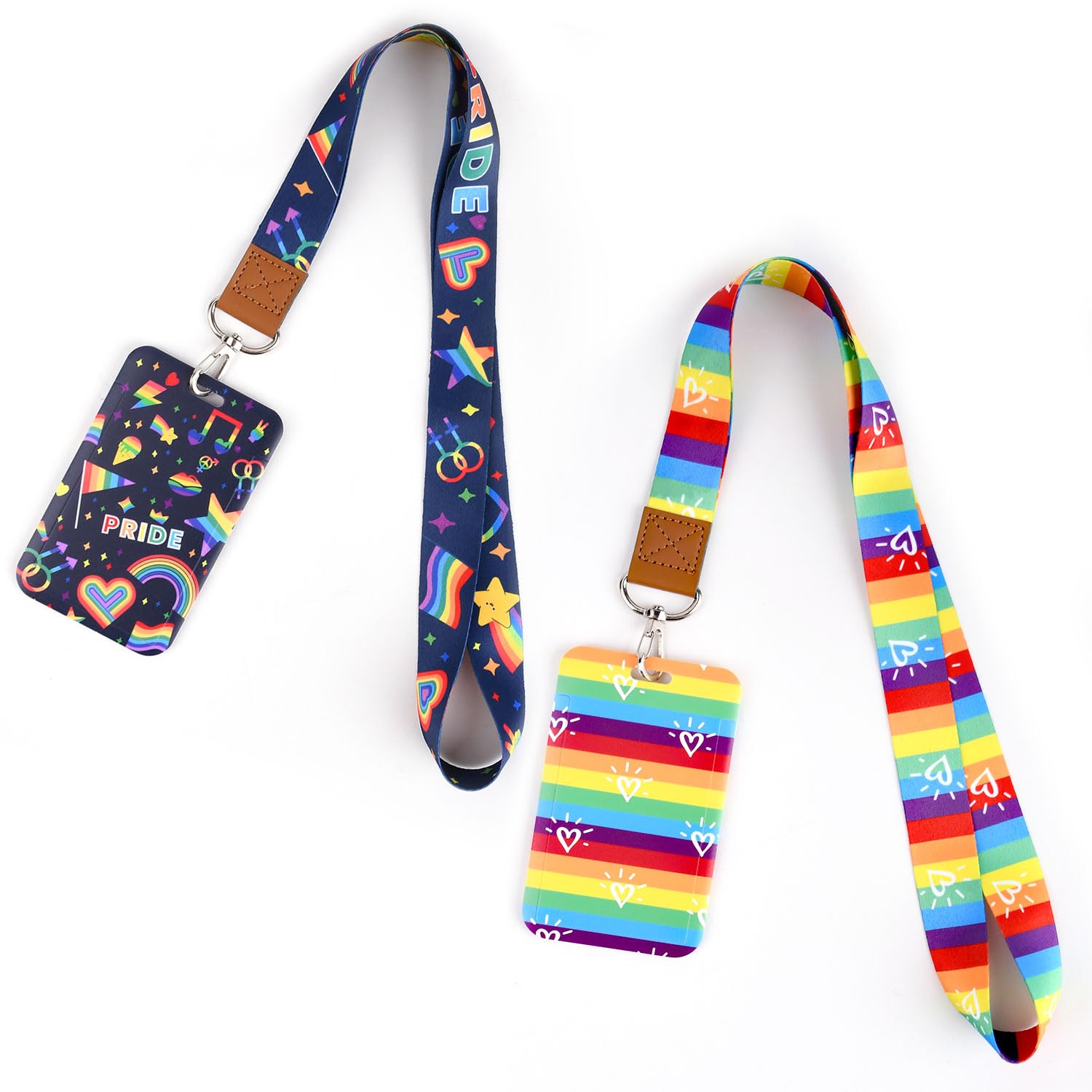 GTOTd LGBTQ Lanyard (2 Pack) with ID Badge Holder Gifts Merch Rainbow Pride Party Supplies Decor Keychain String Wallet Lanyard for Phone Teens