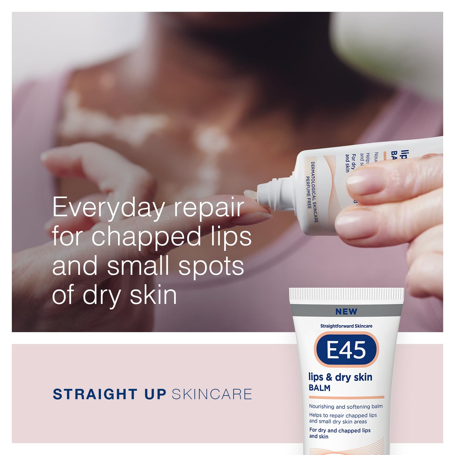 E45 Lips & Dry Skin Lip Balm - Moisturising Natural Lip Balm for Dry & Cracked Lips and Skin - Hydrating and Nourishing Lips Balm with Vitamin E - E45 Cream Lipbalm for Chapped Lips - 30ml