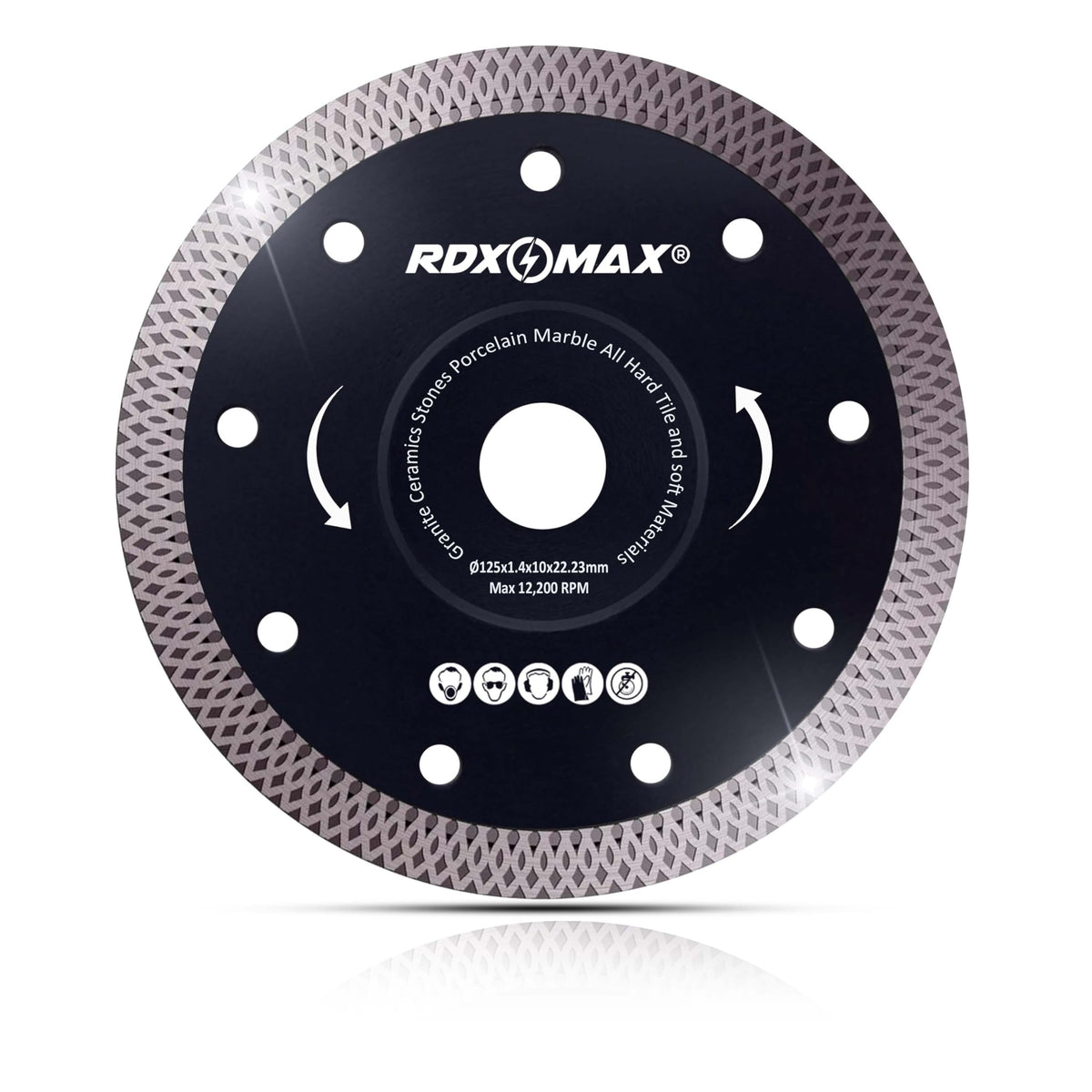 RDXMAX ® 125mm Diamond Cutting Discs for Angle Grinder - Super Thin Fast, Clean Cut on Porcelain, Granite, Marble, Concrete, Tiles, Stones, Bricks & Ceramics- 4.5 inches Wheel - Size 125 x 1.4 x 22.23mm