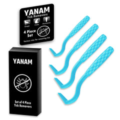 YANAM 4 Pack Tick Remover Tool Set, Tick Removal of Head and Body, Lightweight &Portable Painless Tool With Storage Box(SKY BLUE)