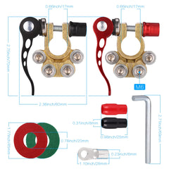 Zocipro 2Pcs Battery Terminal Connectors, 4 Way Quick Release Car Battery Terminals Positive Negative Battery Clamp, 12V Car Battery Connectors for Cars Trucks Buses Caravan Motorhome