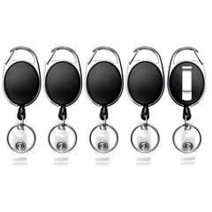 Teskyer 5 Pack Retractable Keyring, Retractable Lanyard, Retractable Badge Holder for Key Ring, ID Card