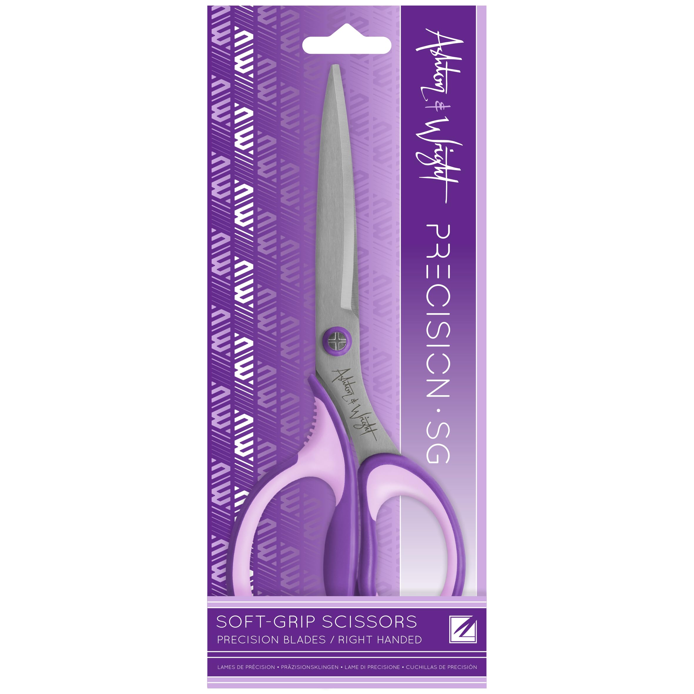 Ashton and Wright - Precision SG - Soft Grip Scissors for Office, Home, Kitchen, and Craft - 210mm / 8” - Steel Blades (Purple, Right Handed)