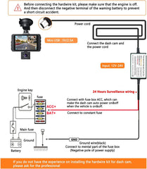 Gebildet Dash Cam Hardwire Kit, Mini USB Port, DC 12V - 24V to 5V/2.5A Max Car Charger Cable kit with Fuse, Low Voltage Protection for Dash Cam Cameras