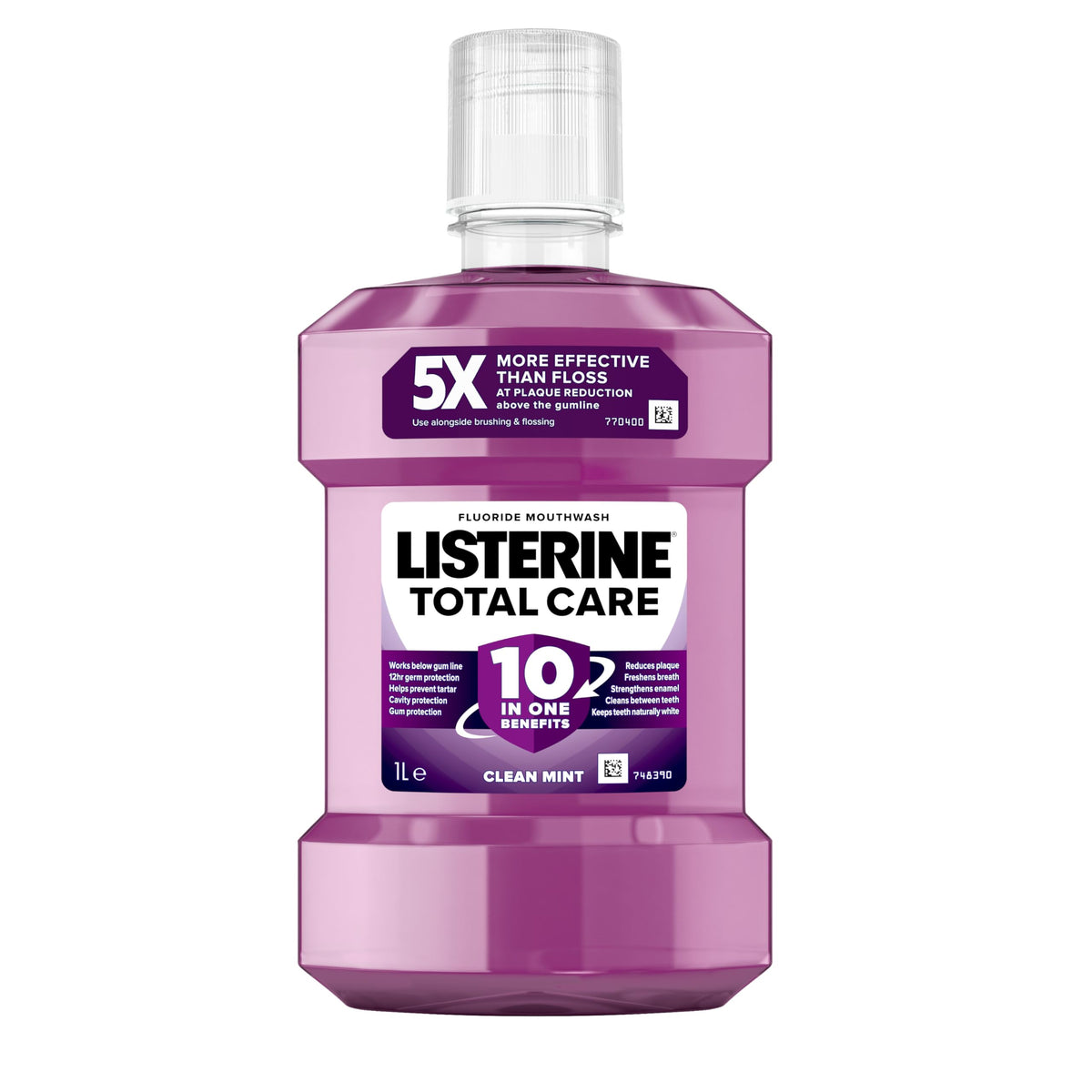 Listerine Total Care Antibacterial Mouthwash (1000ml), Caring and Cleansing Mouthwash with 10-in-1 Benefits, Clean Mint-Flavoured Mouthwash to Freshen Breath